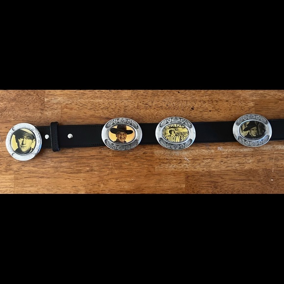 Black Leather Belt with 1950 Western Golden Age of Television actors - Picture 3 of 13